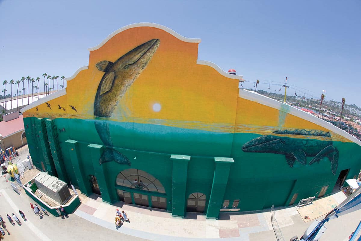 Del Mar, California Wyland Whaling Wall #94 “Ride the Tide”