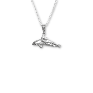 silver mom and baby orca necklace