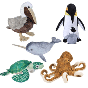 Plush Animals for Kids & Adults - Choose Pelican, Narwhal, Penguin + Baby, Sea Turtle, Octopus  - Gift with Donation of