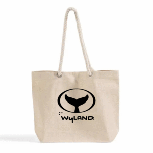 Wyland Whale Tail Logo Natural Rope Tote
