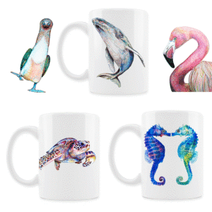 Artful Mug by Watercolorist Tiffany Heiser - Whale, Flamingo, Sea Horse, Sea Turtle, and more.