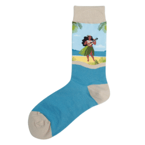 Women's Hawaiian Girl Crew Socks - Aqua + Tan