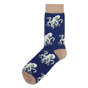 Men's Octopus Crew Socks - Navy + Khaki