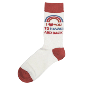 Women's 'I Love You to Hawaii and Back' Crew Socks - Ivory + Red