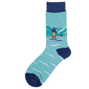 Men's Stand-up Paddle Board Crew Socks - Aqua + Navy