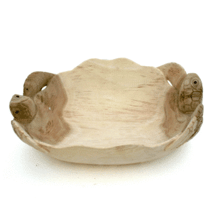 Double Sea Turtle Carved Wood Bowl - 8 1/2 Inch