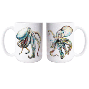 Artful Octopus Mugs - Set of 2 by Watercolorist Tiffany Heiser