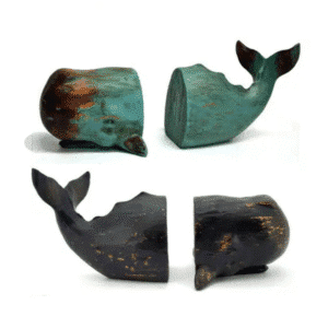 New Mighty Whale Bookend Set - Choose Black or Teal