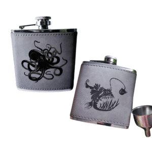 Leather Wrapped Sea Life Flask - Choose Octopus or Angler Fish