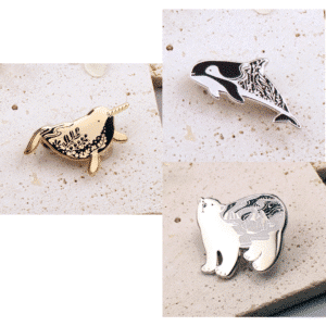 Enamel Lapel Pin Brooch by Sol & Mar - Choose Vaquita, Polar Bear, or Narwhal
