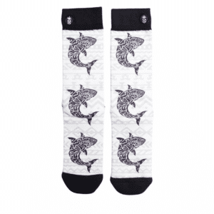 Hawaiian-style Shark Printed Men's Socks with Contrast Toe & Crew