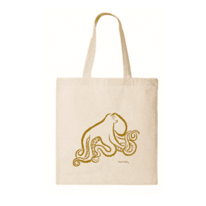 Golden Octopus Printed Shopping Tote - Natural Cotton